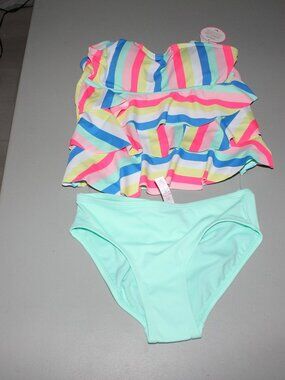 Multi Color Stripped 2 Pcs  Justice Swimsuit Size 10